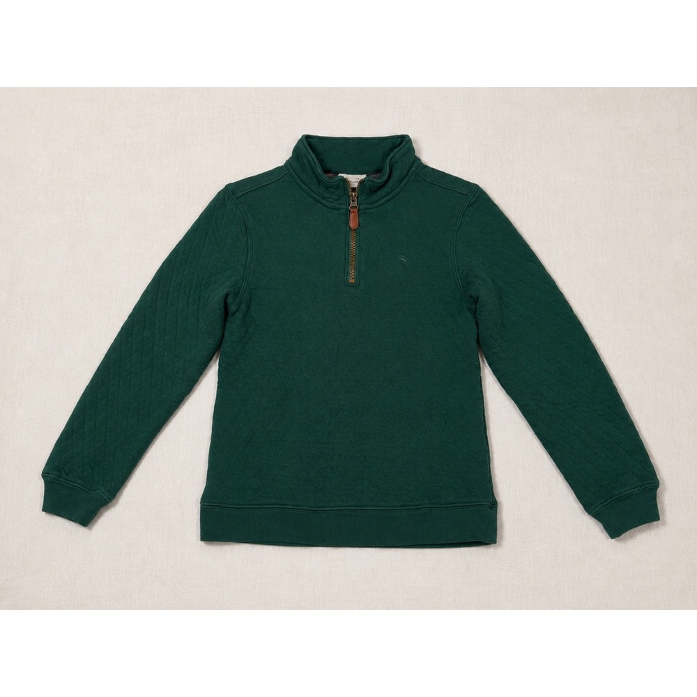 Tommy Bahama Boys Green Quilted Quarter Zip Pullover Sweatshirt Size M 7-8